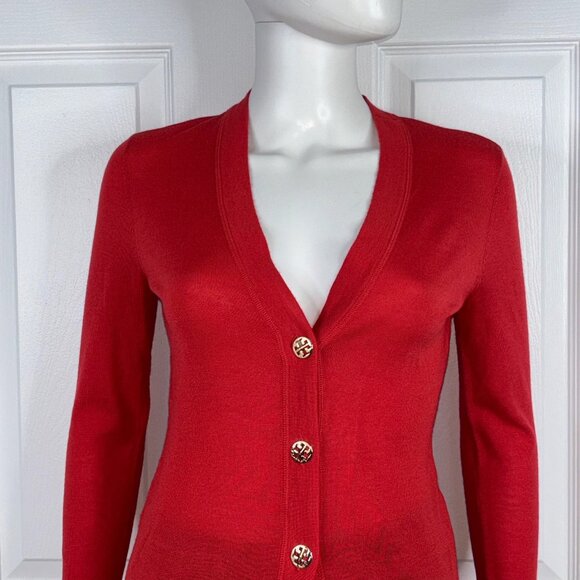TORY BURCH women's merino red cardigan size XS LIKE NEW!! - Picture 3 of 5